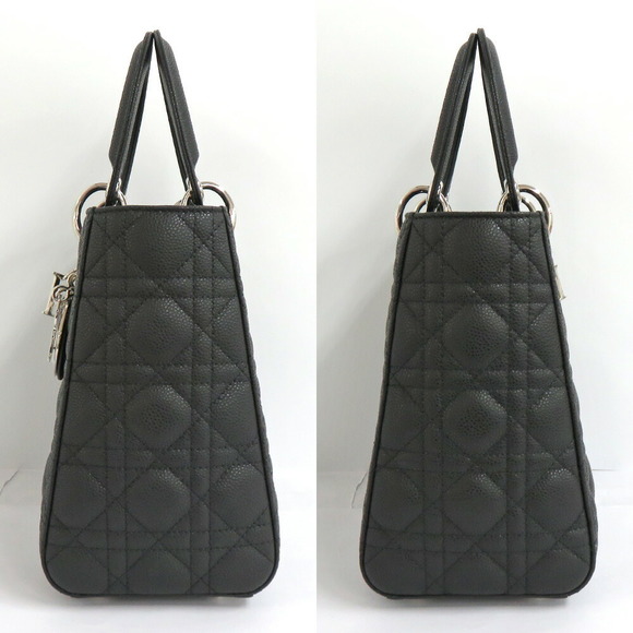 Dior Lady Bag Medium Cannage Grained Calfskin Black Leather Handbag Shoulder - Picture 3 of 9